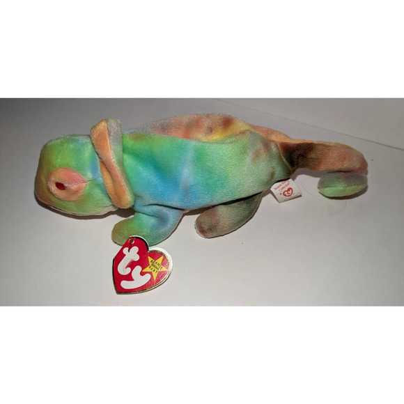 Ty Beanie Babies Rainbow the Chameleon New Mint Tye-Die - Picture 1 of 6